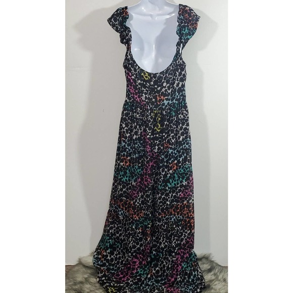 Romeo And Juliet Couture Size M Long Flutter Sleeve V-Neck Lined Side Zip Dress - Picture 7 of 10